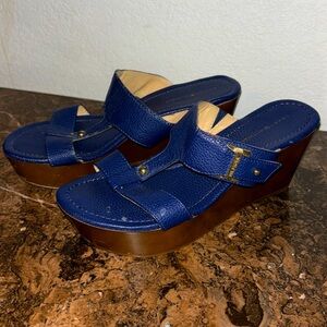 Tommy Hilfiger Dark blue Platform Sandals Natural Tan 7